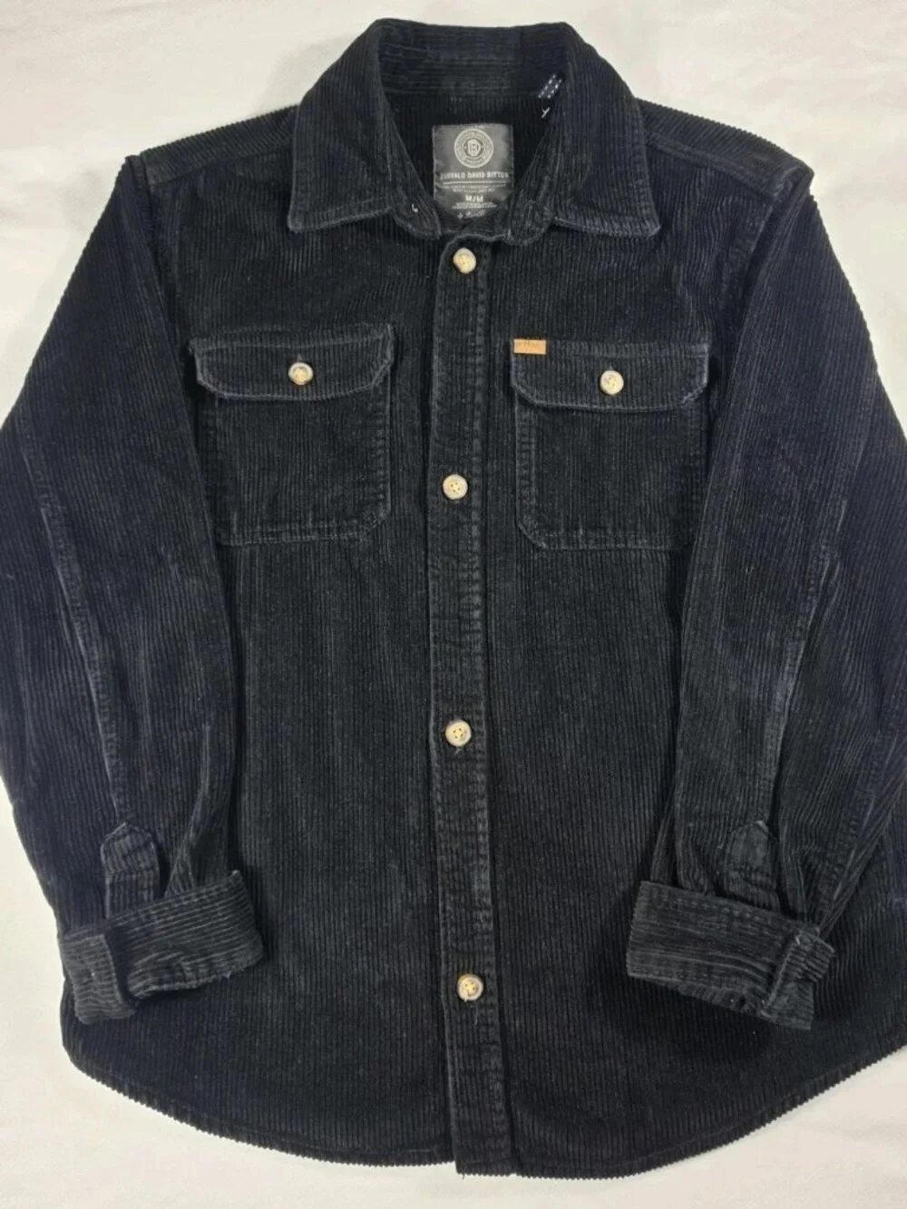 Buffalo David Bitton Jeremias Corduroy Button Shacket Black Men's Size M NWOT